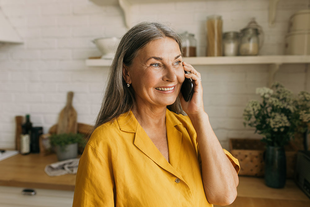 Woman on the phone at home